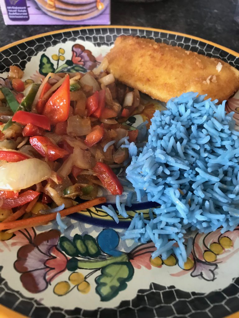 Blue Rice on plate